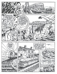 La première version de la planche 22 ,avec le clin d'oeil au scénariste en canotier...