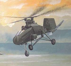 Dessin de l'hélicoptère Fl 282 Kolibri